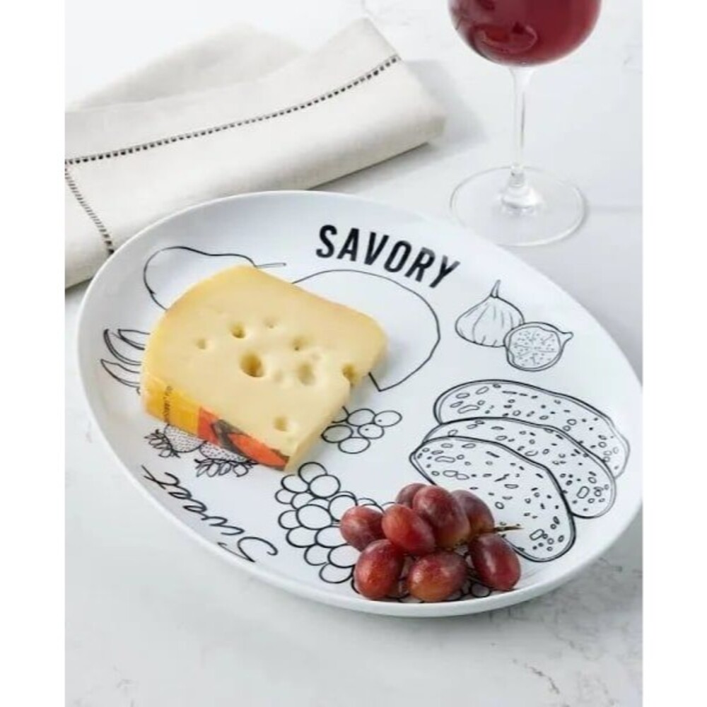 The Cellar Sketched Porcelain Cheese Platter 14 X 11